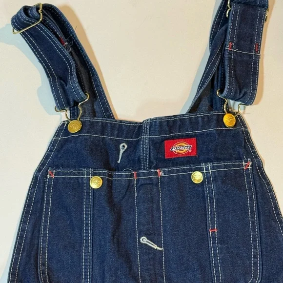 DICKIES Unisex Bib Overalls Blue Denim Workwear 30x30 Sm-Med - Picture 11 of 12